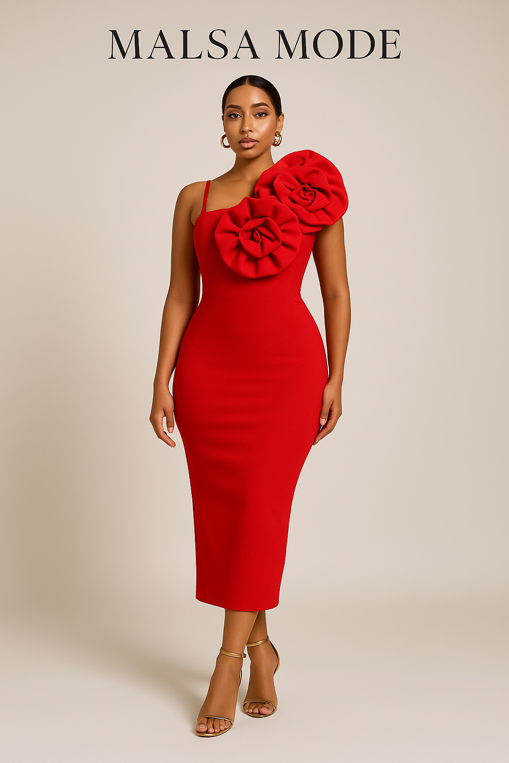 Robe Rouge “Roses Épaule”