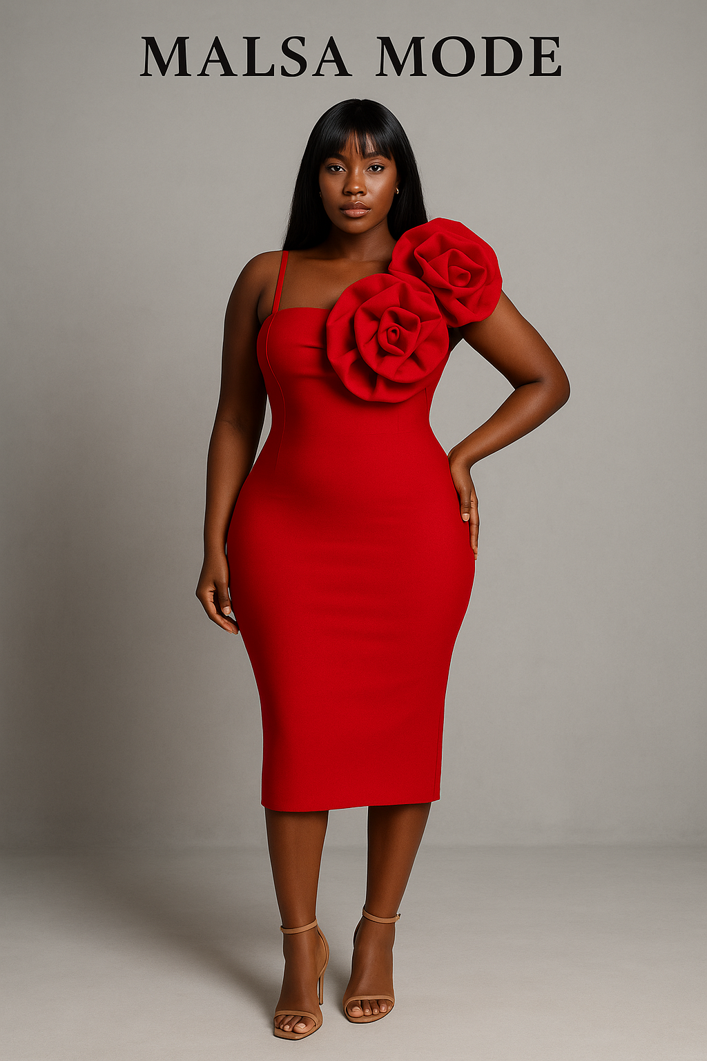 Robe Rouge “Roses Épaule”